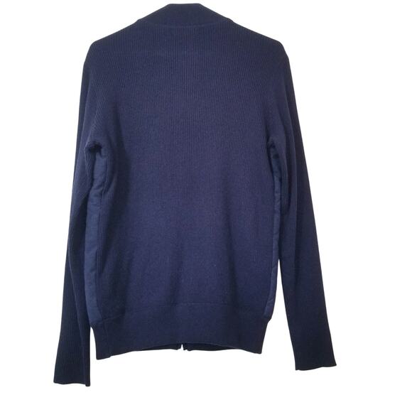 Peter Millar Wool Blend Navy Woven Ribbed Knit Quilted Bomber Jacket - Picture 2 of 16